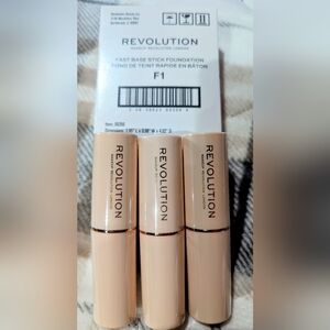 Lot of 3.  Revolution Stick Foundation, shade F1. New, sealed.